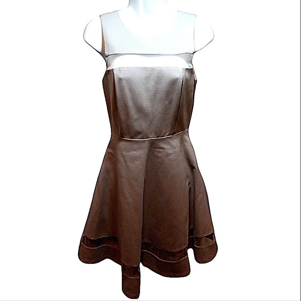 Lulu's Dress, Sleeveless Lined Flair Mini Dress Gray 3D Cut Out Prom Dance Party